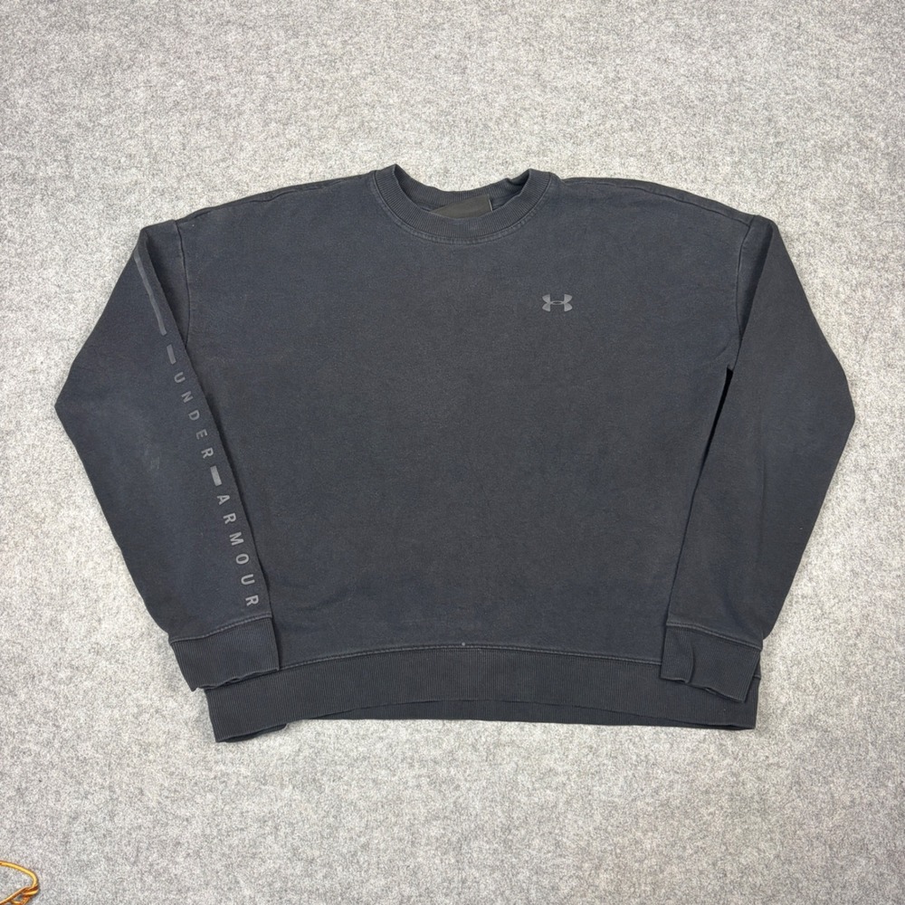 Under Armour Mens Rival Fleece Crewneck Sweatshirt Black Loose Fit Medium
